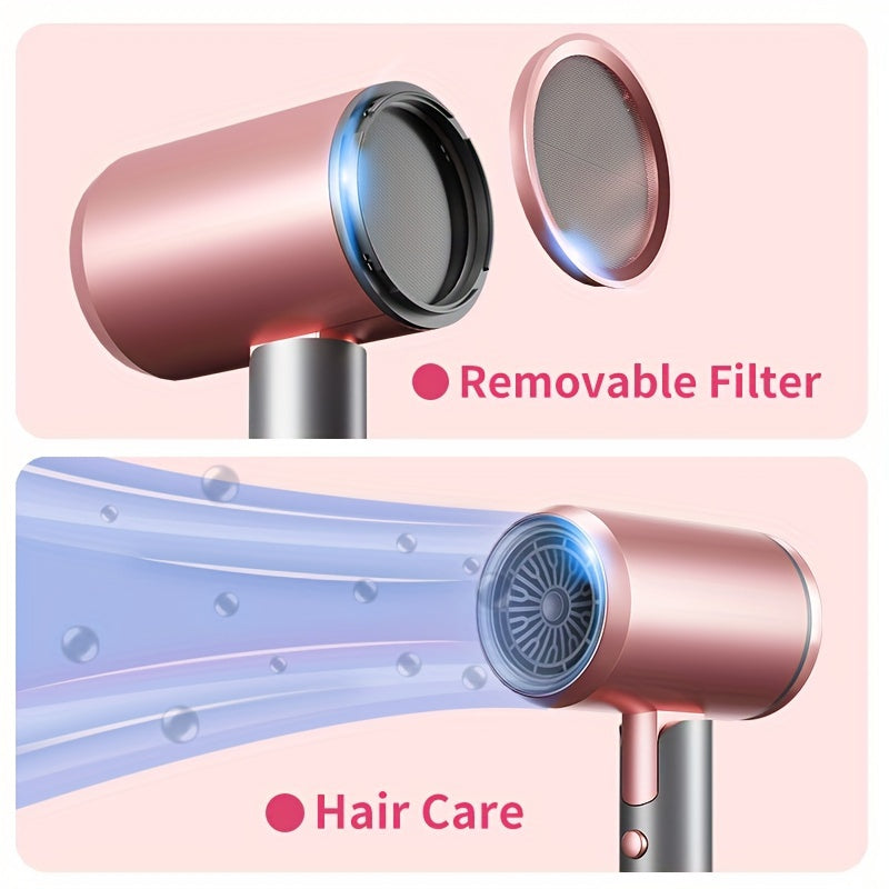 1600W Foldable ION Hair Dryer with Nozzle for Shiny Hair