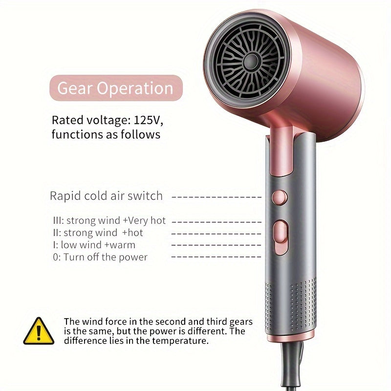 1600W Foldable ION Hair Dryer with Nozzle for Shiny Hair