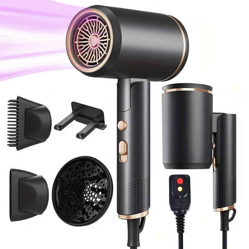 1600W Foldable ION Hair Dryer with Nozzle for Shiny Hair
