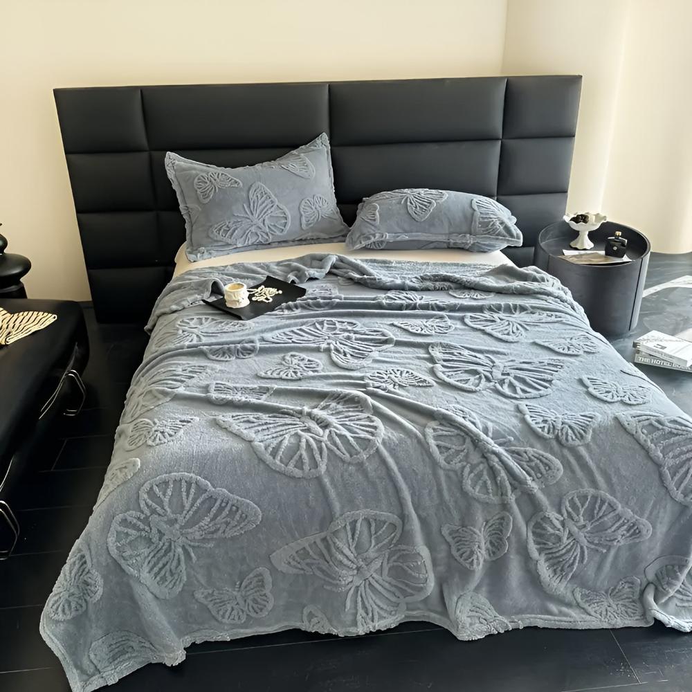 3D Butterfly Jacquard Flannel Blanket