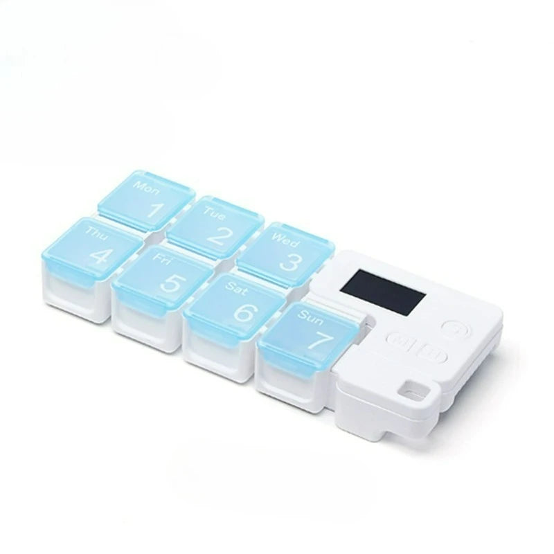 Electronic Weekly Pill Organizer with Alarms and Memory Function