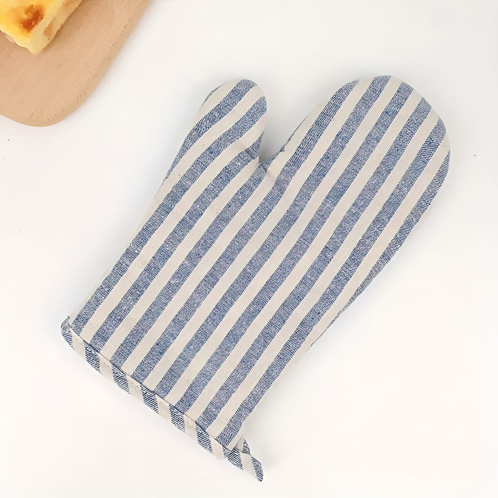 Premium Striped Heat-Resistant Oven Mitt with Non-Slip Grip
