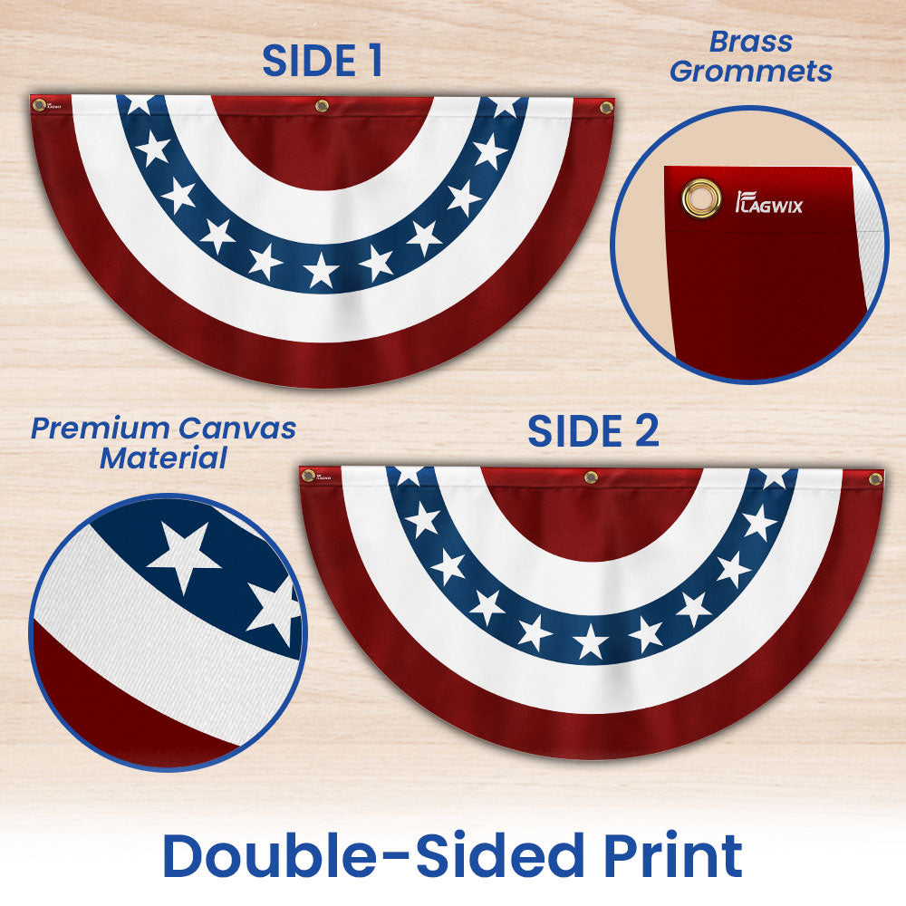 Stars and Stripes Double-Sided Fan Flag - Durable Canvas Patriotic Decoration