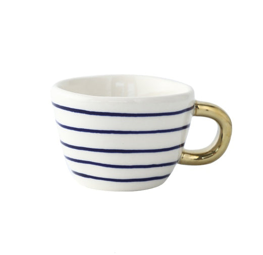 Geometric Ceramic Coffee Mug with Gold Handle