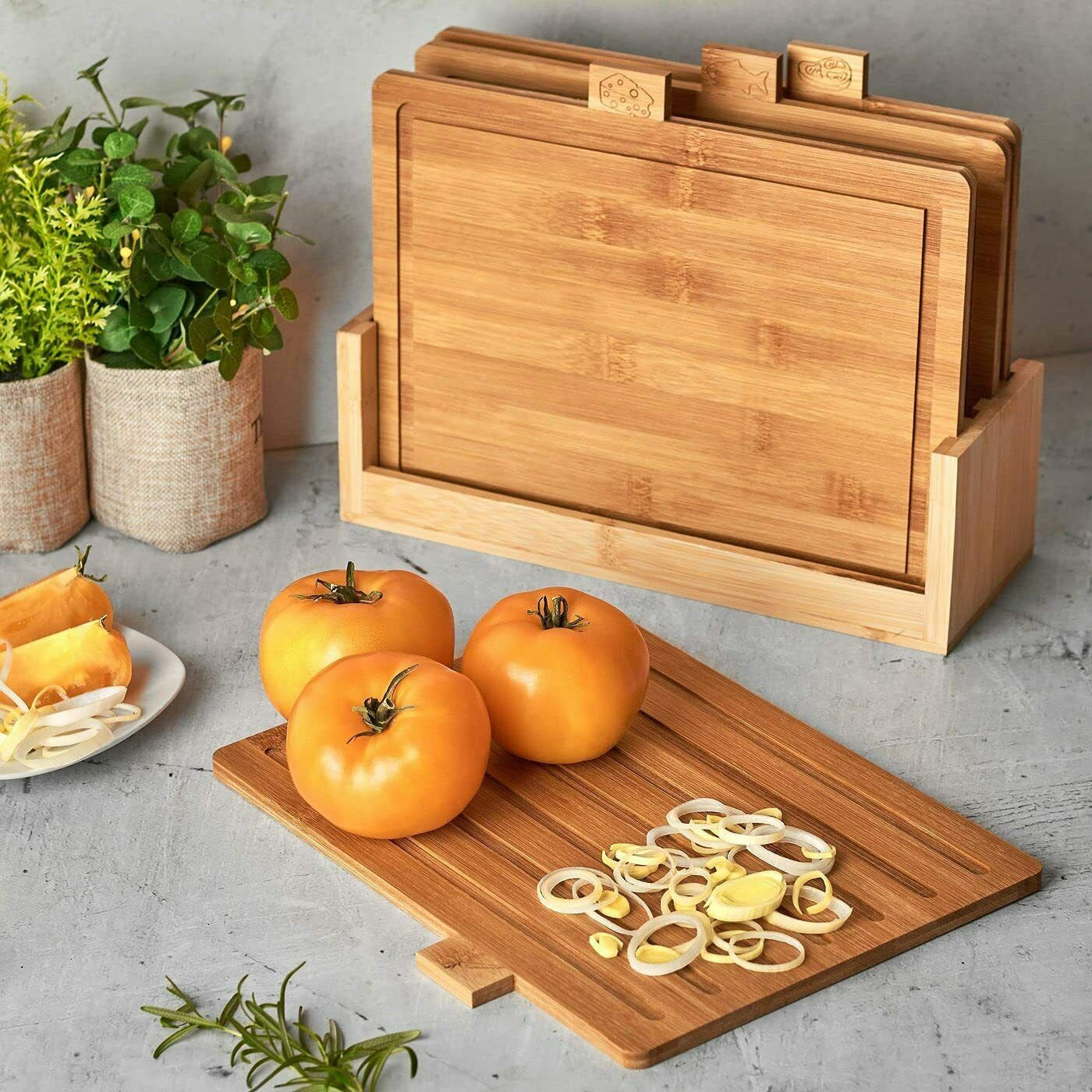 Cutting Board Set with Smart Storage and Tabs for Food Separation