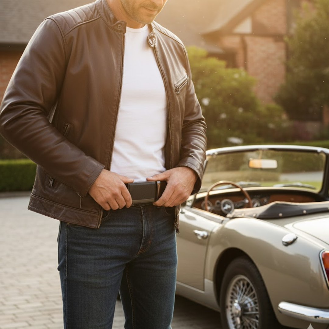 Elegant Automatic Buckle Leather Men's Belt