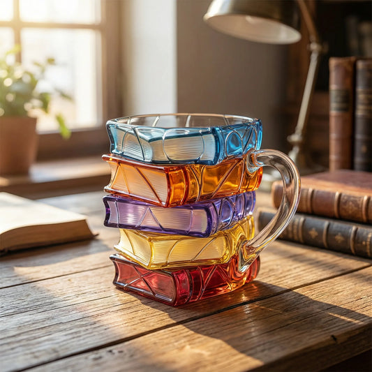 Hand-Painted Book-Shaped Mug - 10.3 oz Literary Coffee Cup