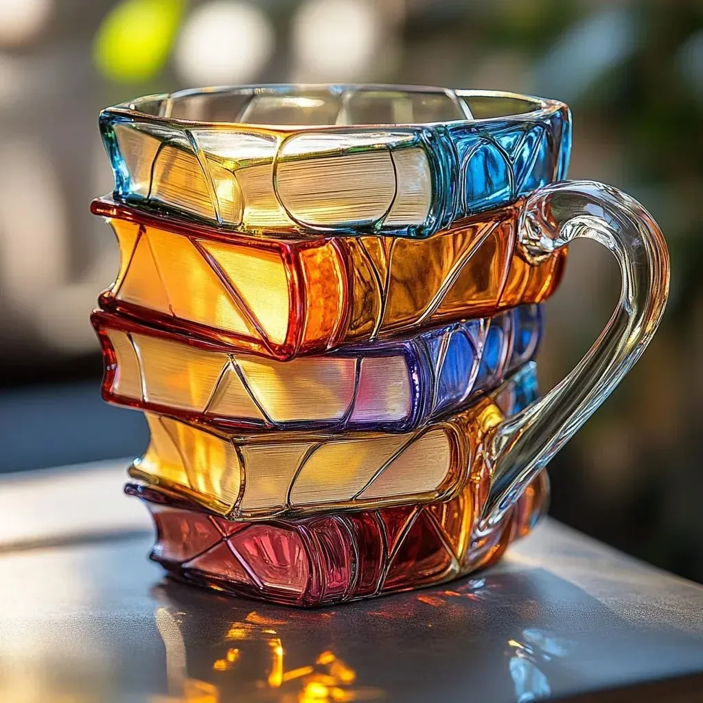 Colorful Glass Book Style Mug