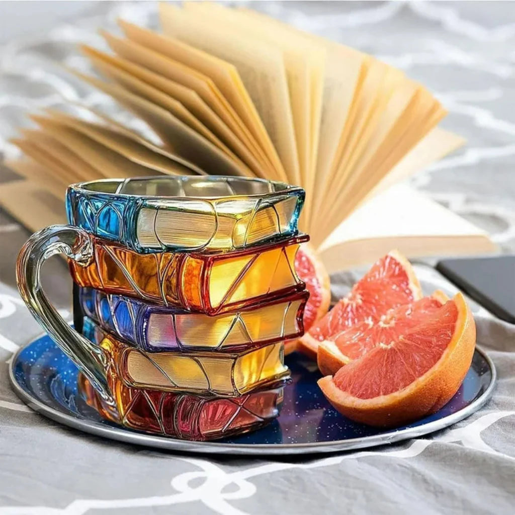 Colorful Glass Book Style Mug