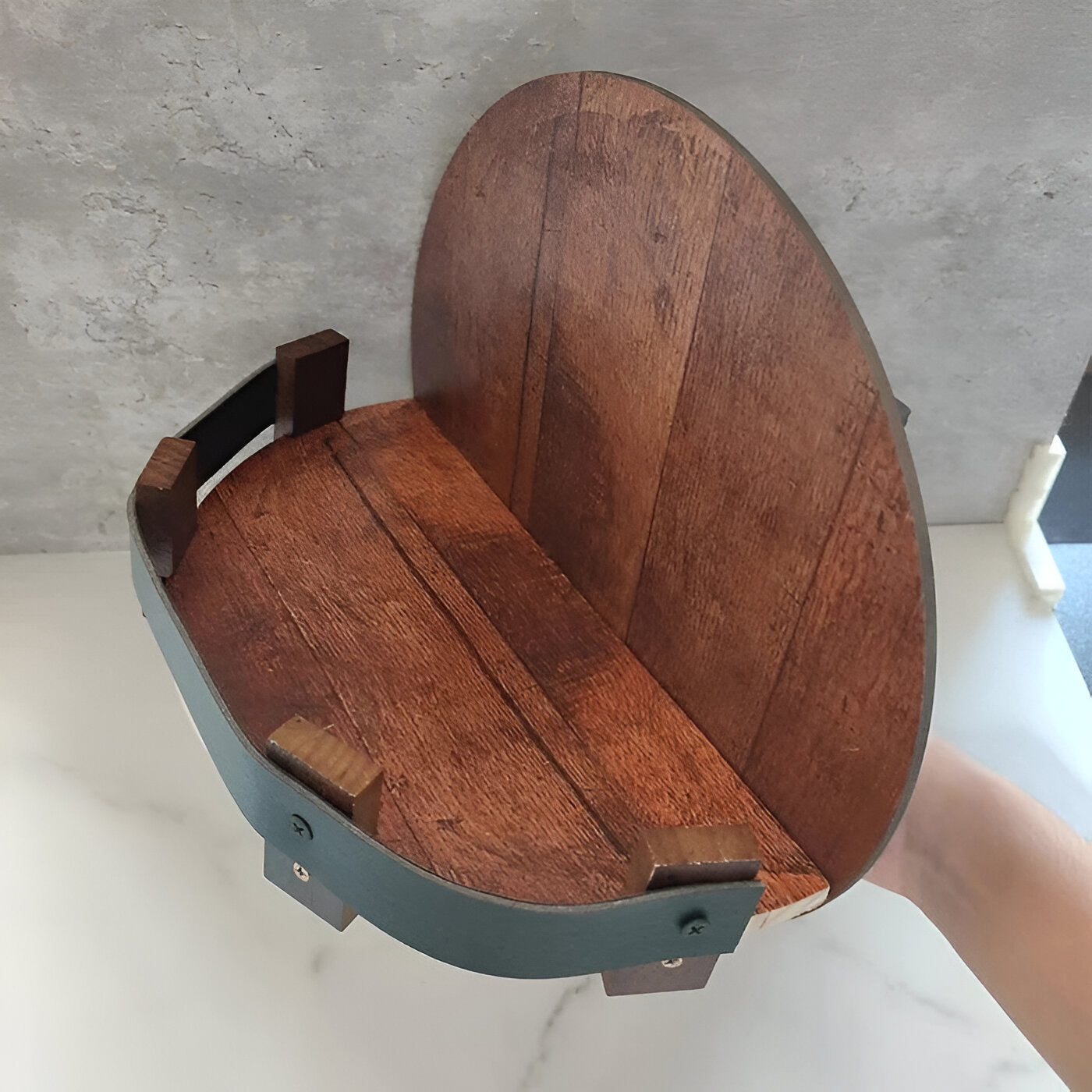 Rustic Bourbon Barrel Whiskey Shelf with D-Ring Hanger