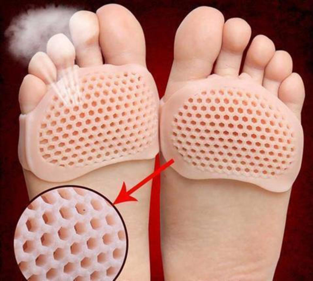 Metatarsal Gel Pads with Ventilation Holes, Washable and Reusable, Set of 2