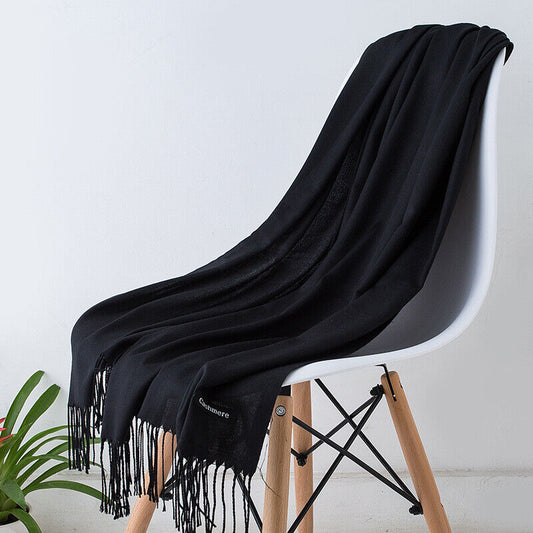 Long Cashmere Scarf with Tassels - Soft and Stylish