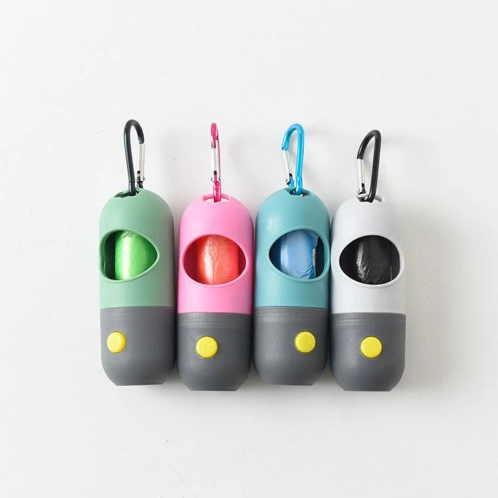 LED Light Dog Poop Bag Dispenser with Biodegradable Bags