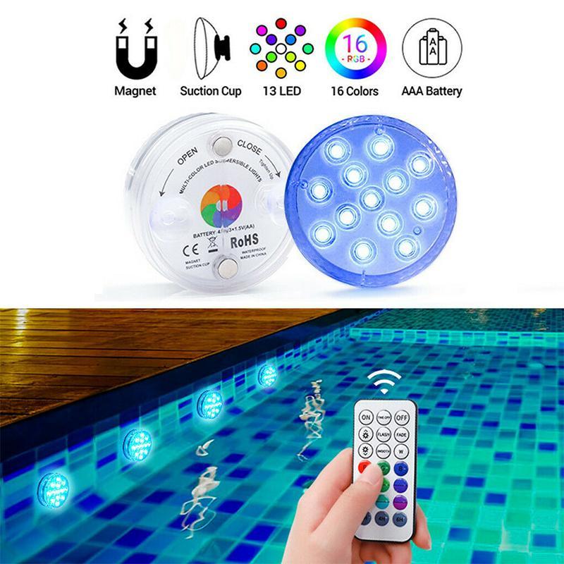 Remote Controlled Underwater LED Pool Light with Suction Cup