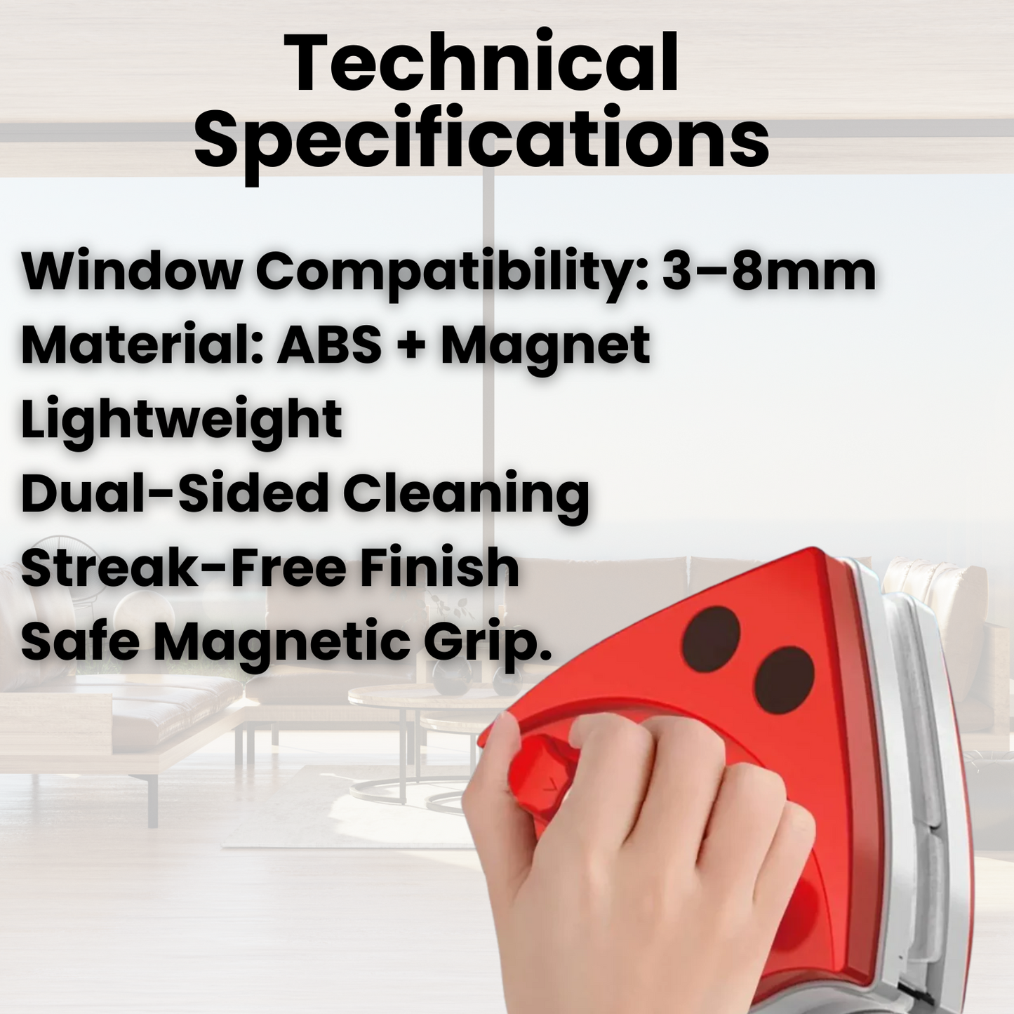 Double-Sided Magnetic Window Cleaner for Streak-Free Shine