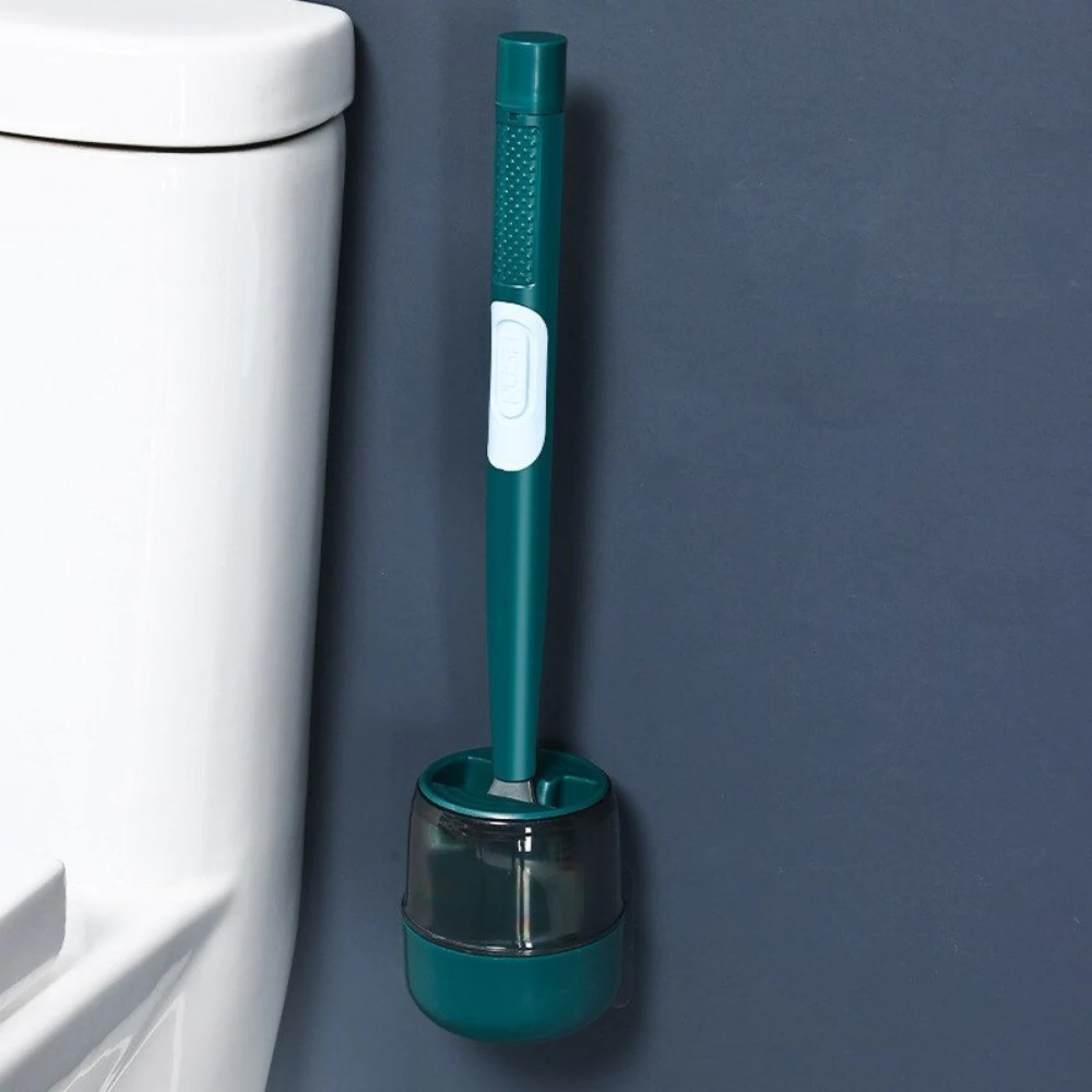 Flexible Toilet Brush with Integrated Cleaner Dispenser and Quick-Dry Holder