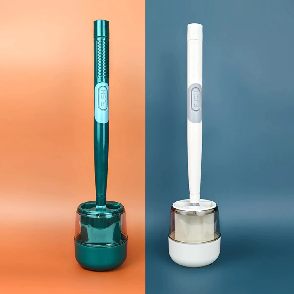 Flexible Toilet Brush with Integrated Cleaner Dispenser and Quick-Dry Holder