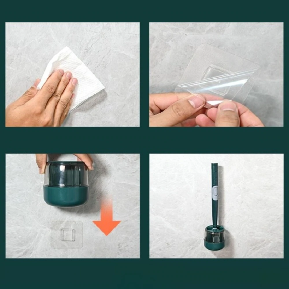 Flexible Toilet Brush with Integrated Cleaner Dispenser and Quick-Dry Holder