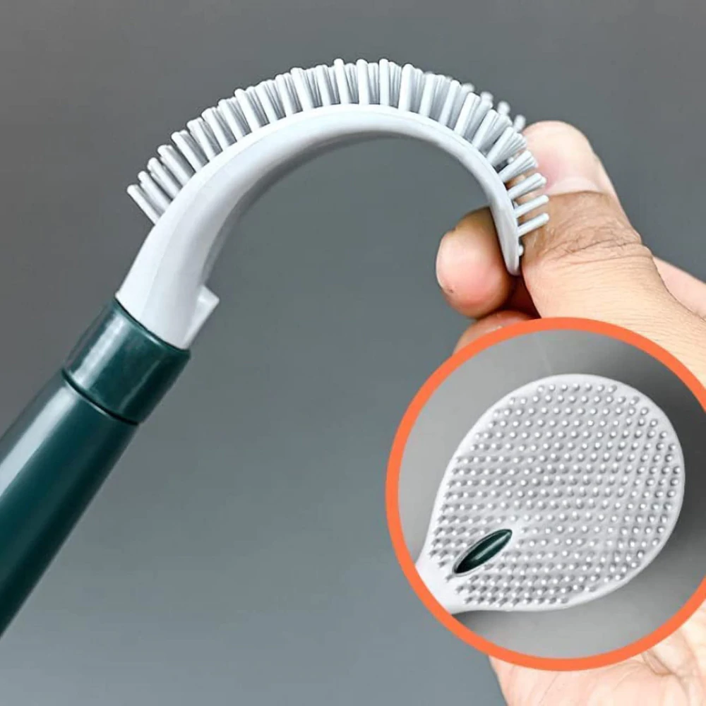 Flexible Toilet Brush with Integrated Cleaner Dispenser and Quick-Dry Holder