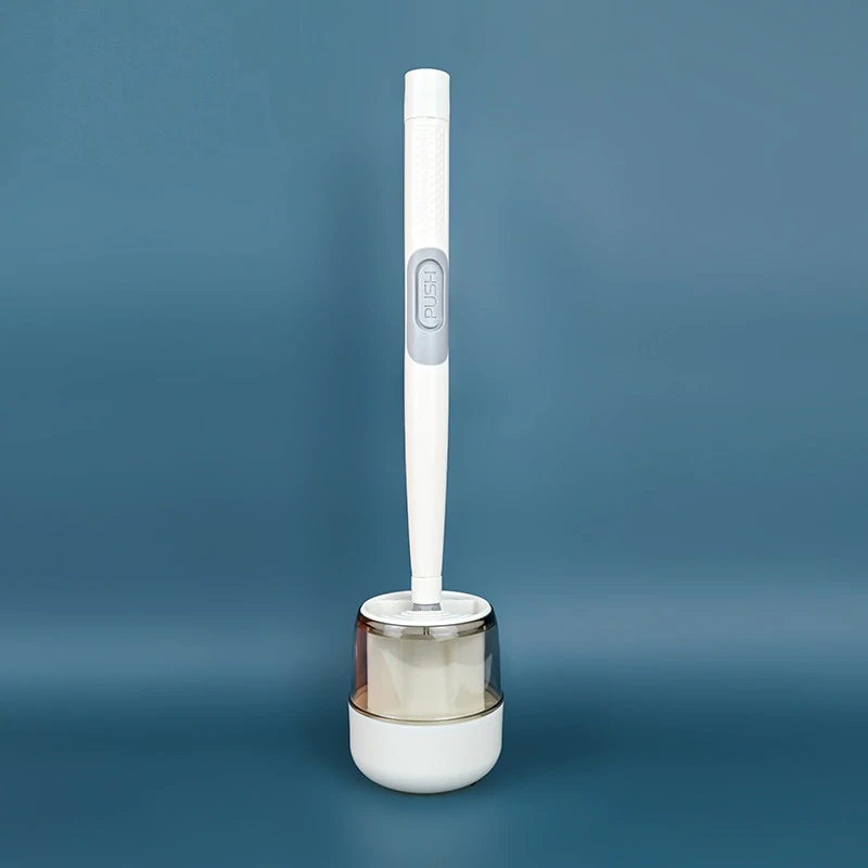 Flexible Toilet Brush with Integrated Cleaner Dispenser and Quick-Dry Holder