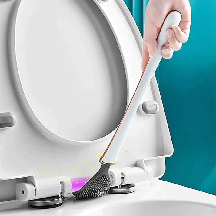 Silicone Toilet Brush with Adhesive Holder - Hygienic and Elegant Design