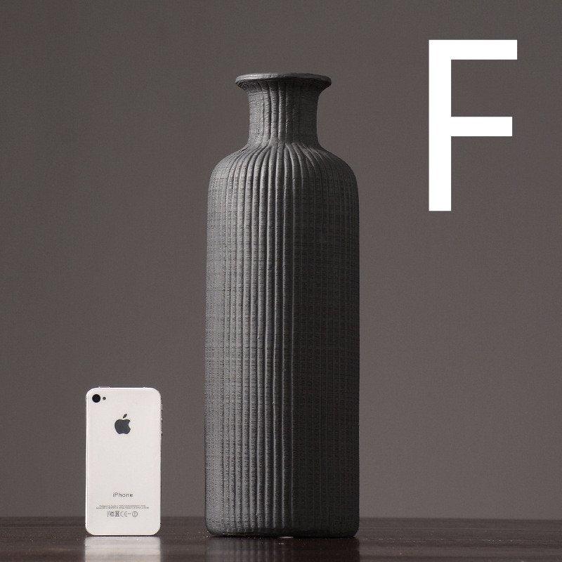 Ceramic Minimalist Flower Vase in Brown Beige Gray