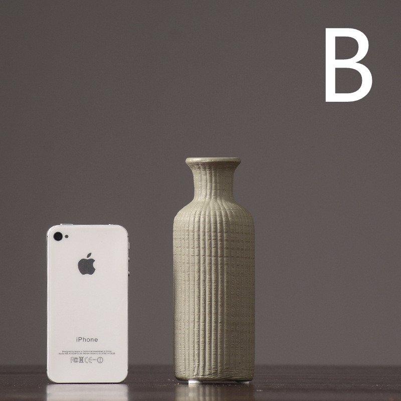 Ceramic Minimalist Flower Vase in Brown Beige and Gray