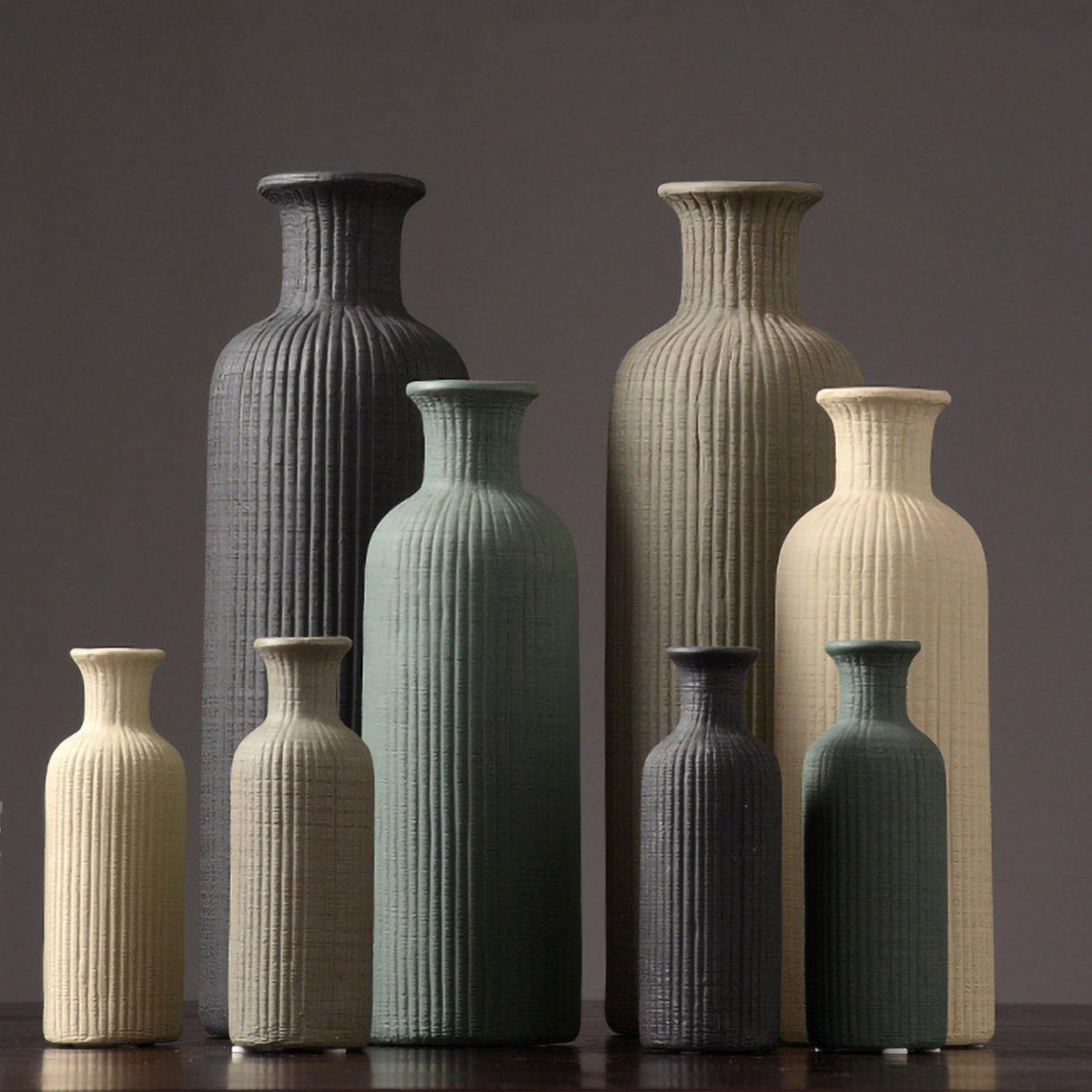 Ceramic Minimalist Flower Vase in Brown Beige and Gray