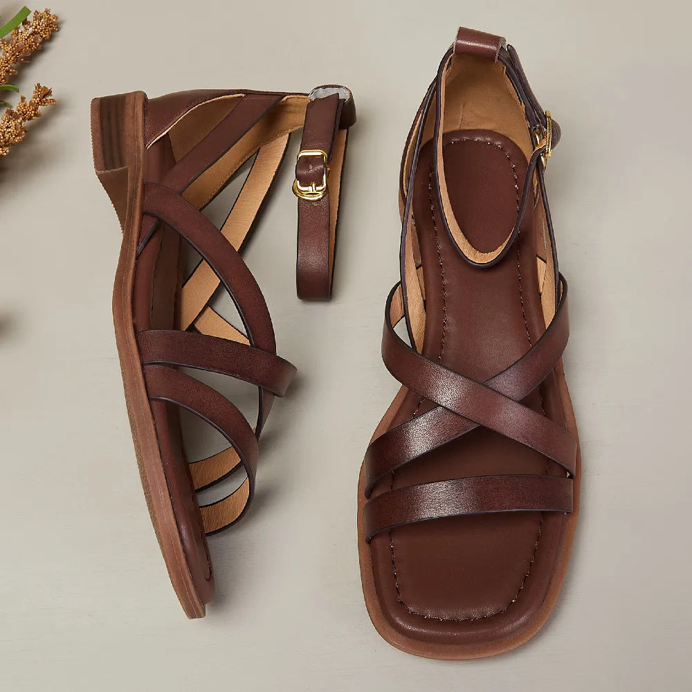 Handcrafted Women's Comfort Sandals with Cushioned Insole and Adjustable Ankle Buckle