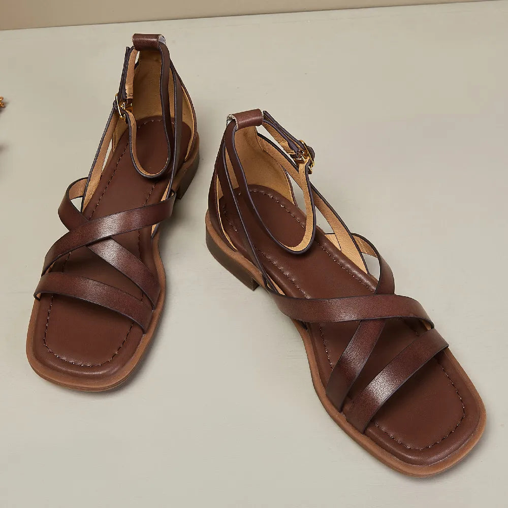 Handcrafted Women's Comfort Sandals with Cushioned Insole and Adjustable Ankle Buckle