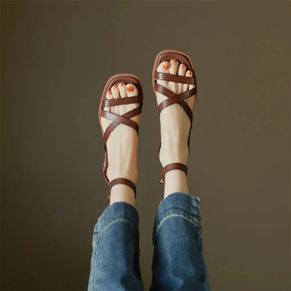 Handcrafted Women's Comfort Sandals with Cushioned Insole and Adjustable Ankle Buckle