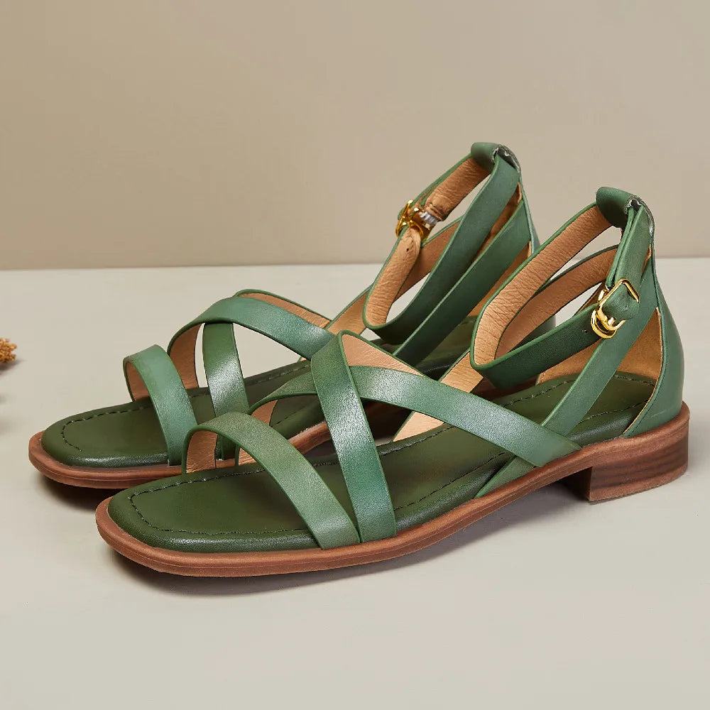 Handcrafted Women's Comfort Sandals with Cushioned Insole and Adjustable Ankle Buckle