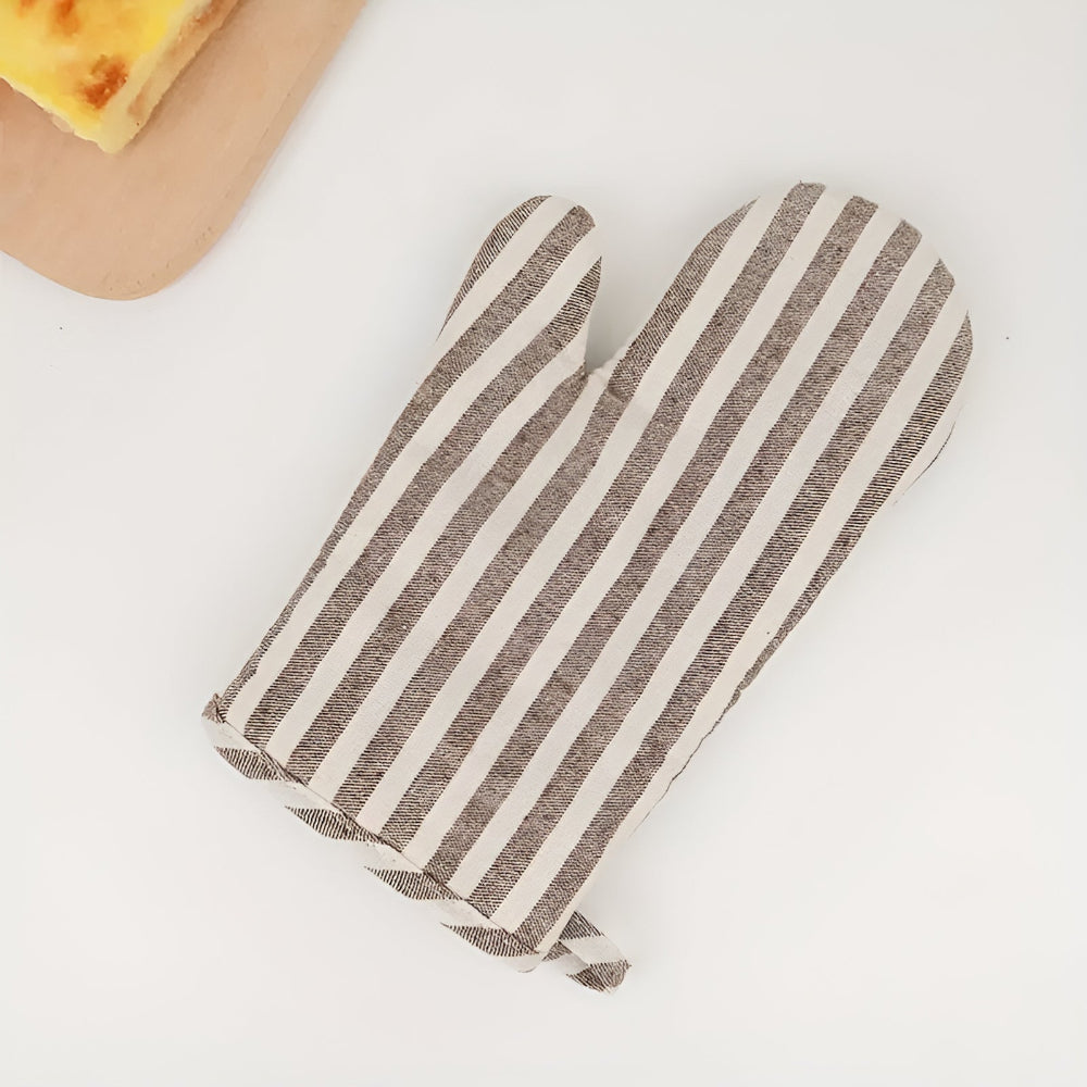Premium Striped Heat-Resistant Oven Mitt with Non-Slip Grip