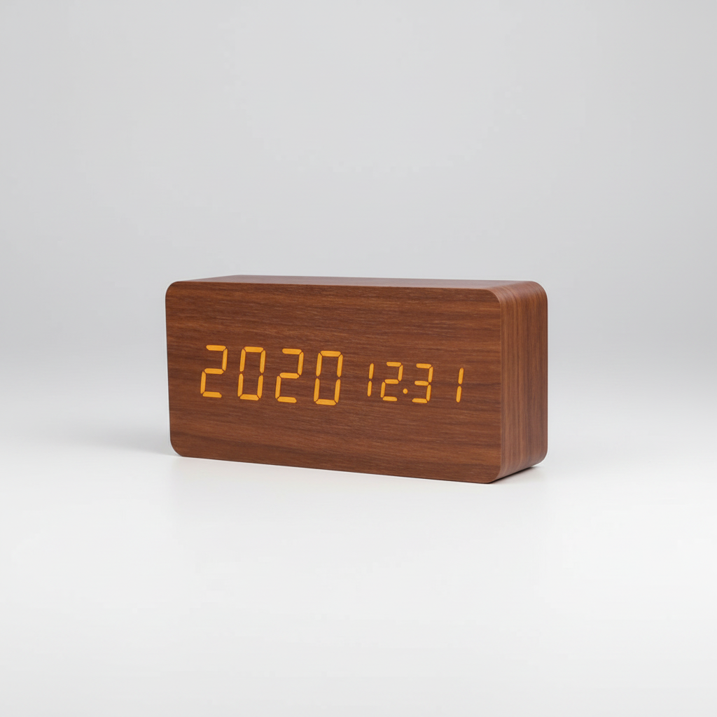 Voice-Controlled LED Wooden Clock with Minimalist Design