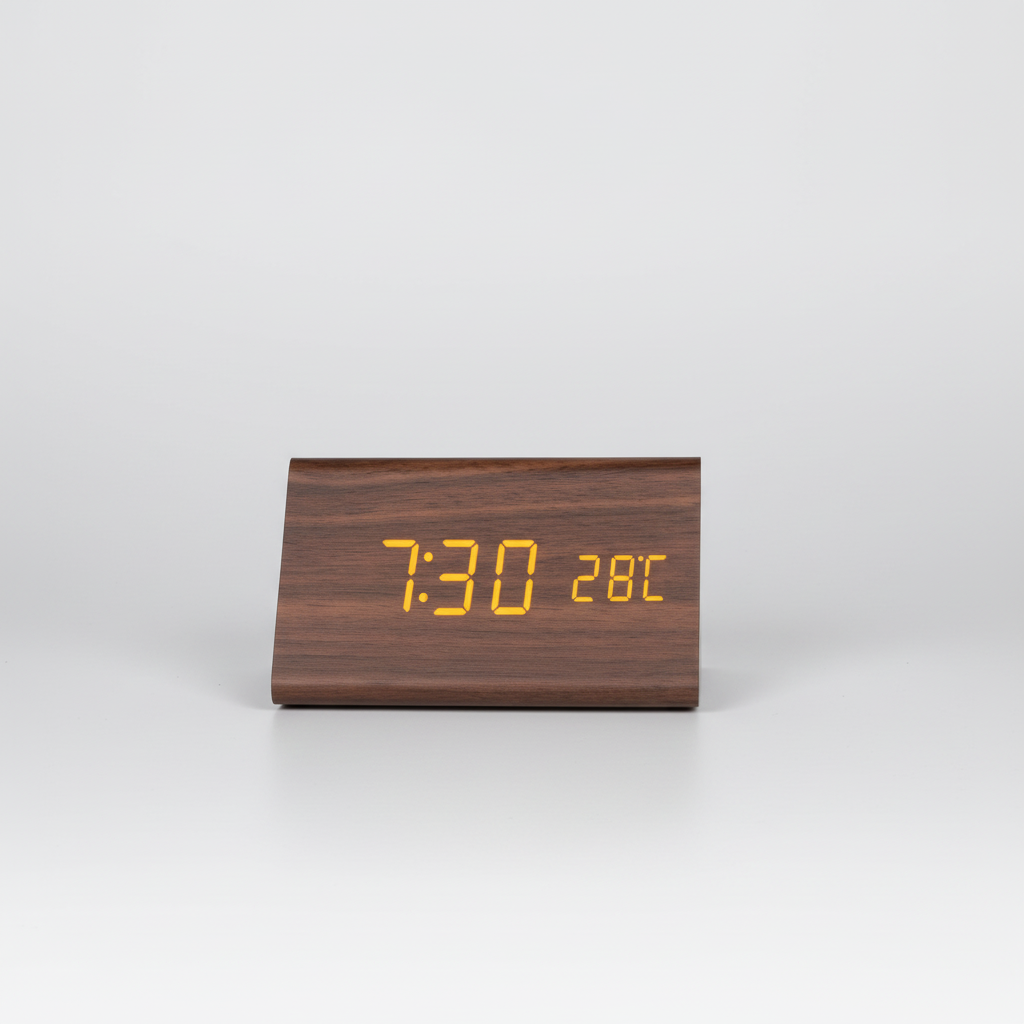 Voice-Controlled LED Wooden Clock with Minimalist Design