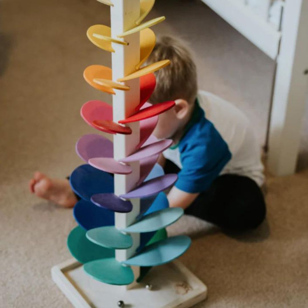 Interactive Rainbow Marble Tower
