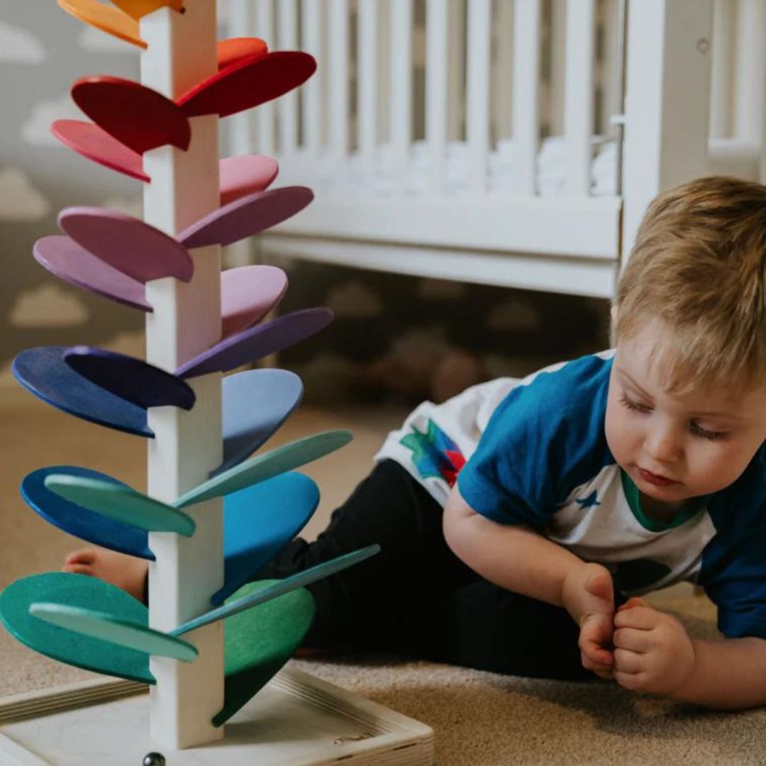 Interactive Rainbow Marble Tower