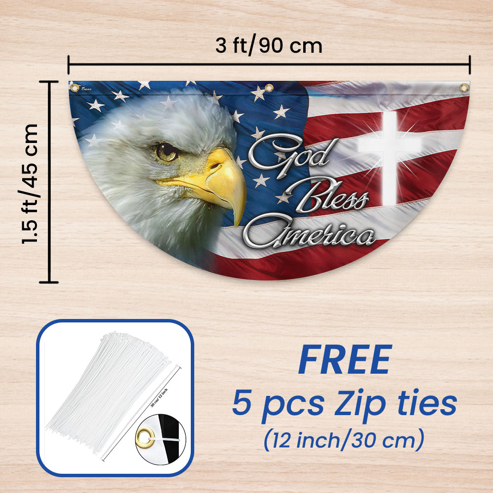 Patriotic Eagle God Bless America Non-Pleated Fan Flag