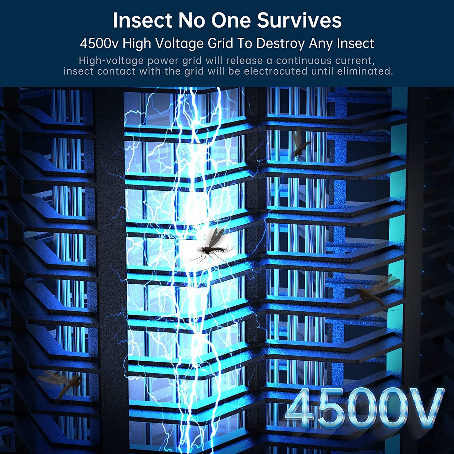 Electric Mosquito Trap with 3500V High-Voltage Protection