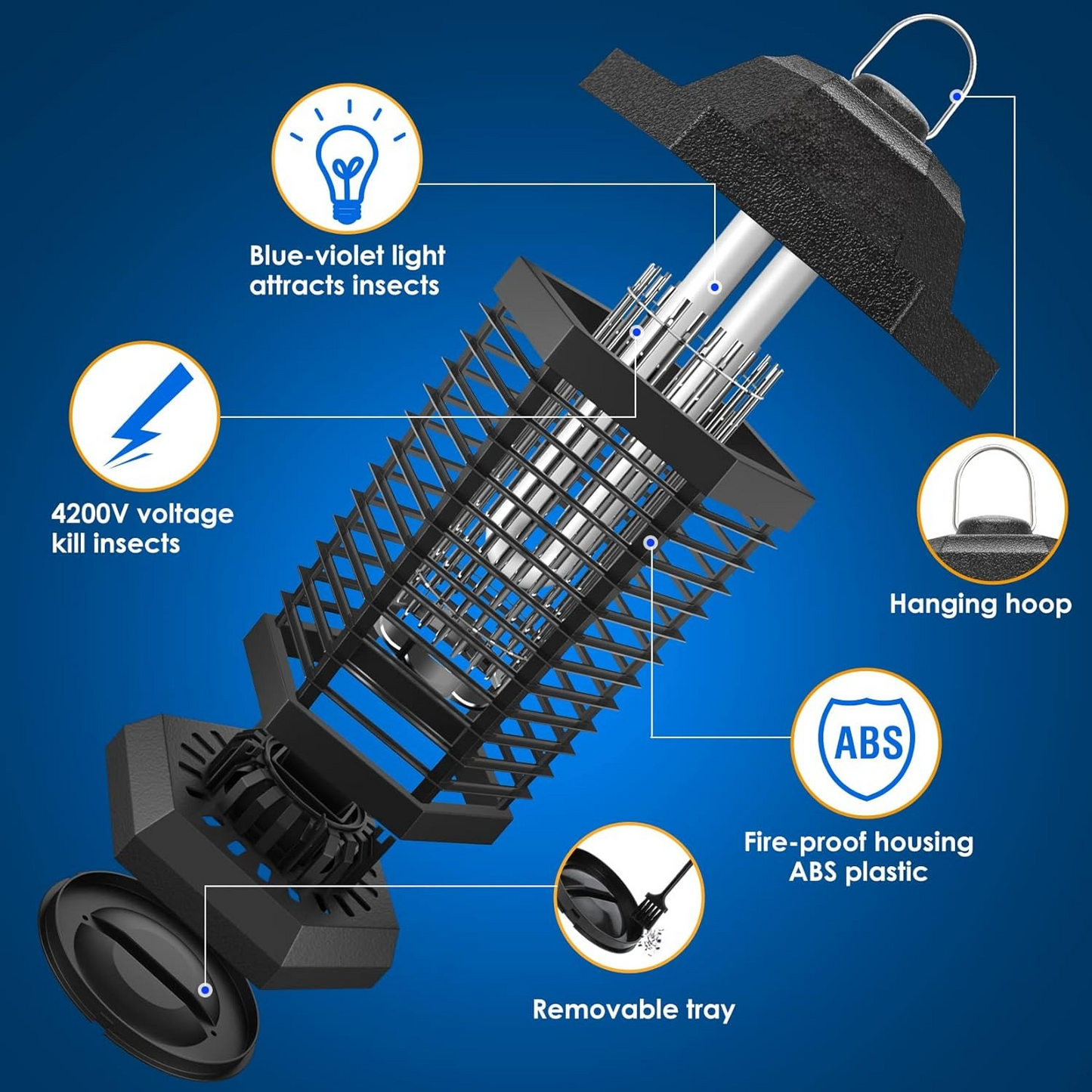 Electric Mosquito Trap with 3500V High-Voltage Protection