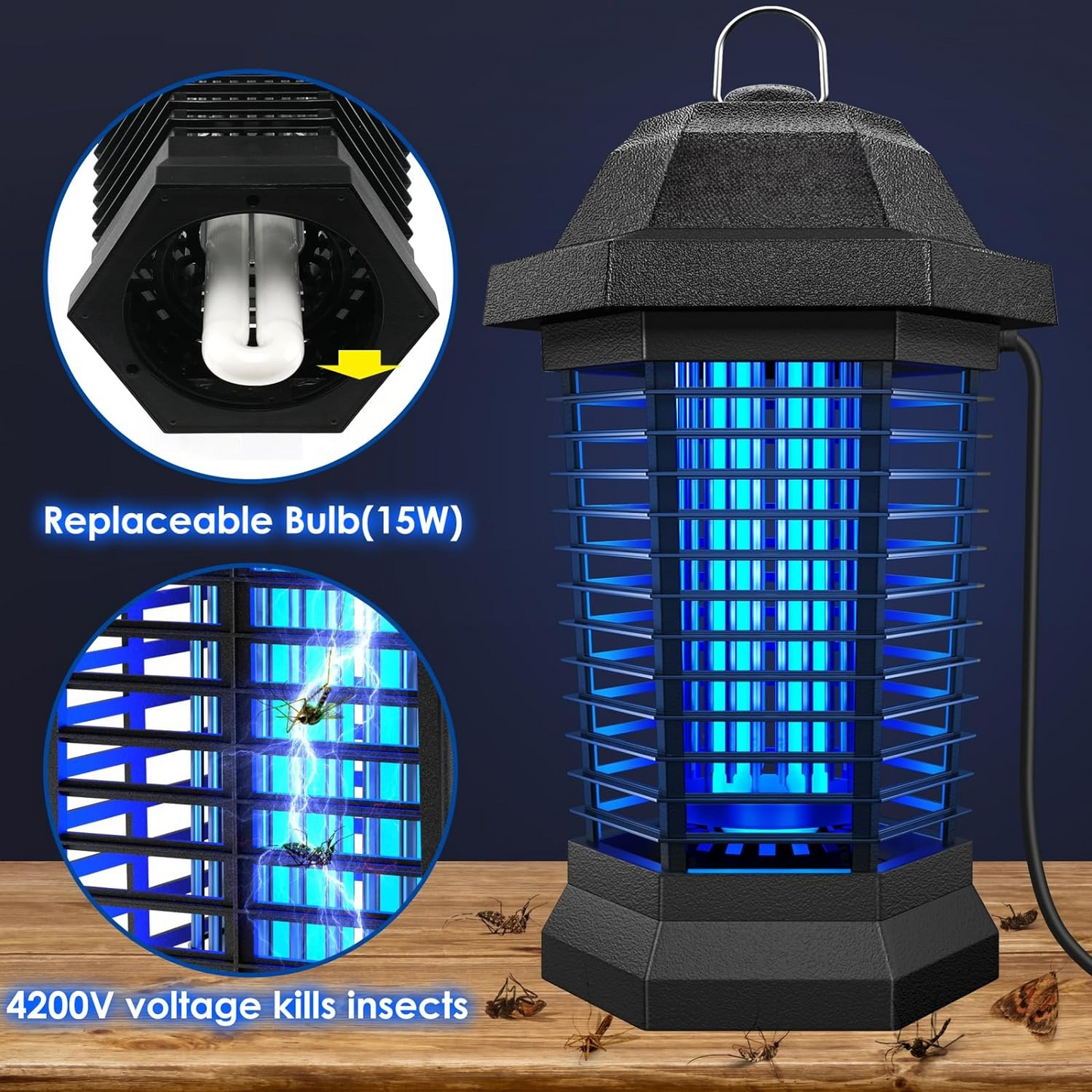 Electric Mosquito Trap with 3500V High-Voltage Protection