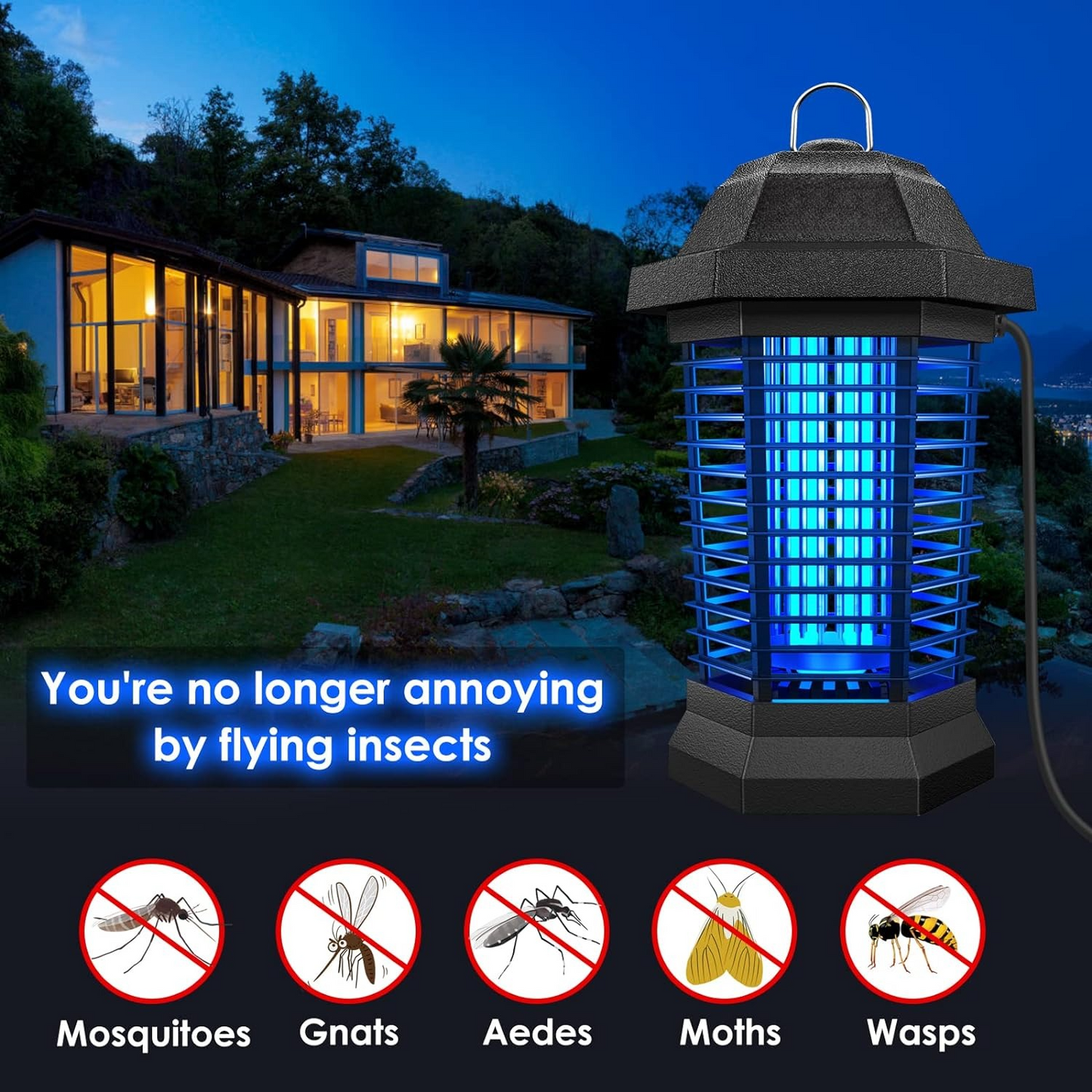 Electric Mosquito Trap with 3500V High-Voltage Protection