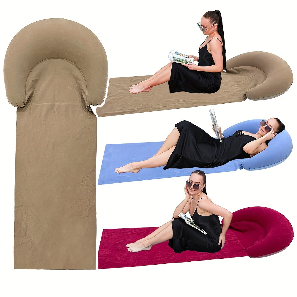 Inflatable Beach Mat with Pillow for Camping and Lounging