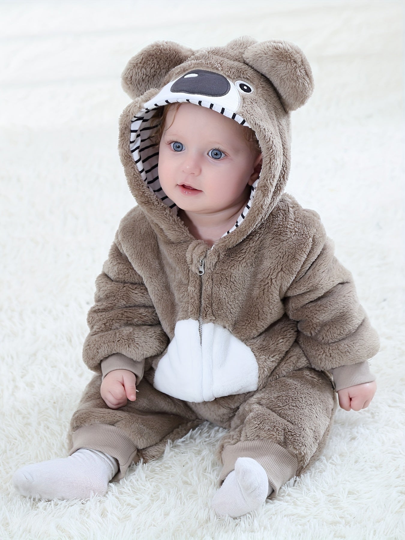 Plush Bear Hooded Romper for Infants