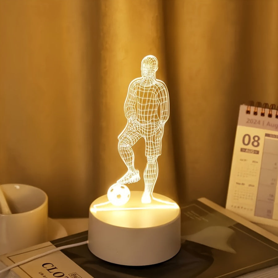 3D Soccer Player LED Table Lamp with USB Power