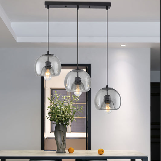 Smoked Glass Adjustable Pendant Light for Kitchen Island