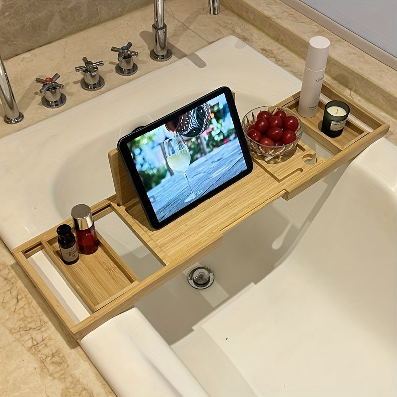 Adjustable Bamboo Bathtub Tray for Relaxation