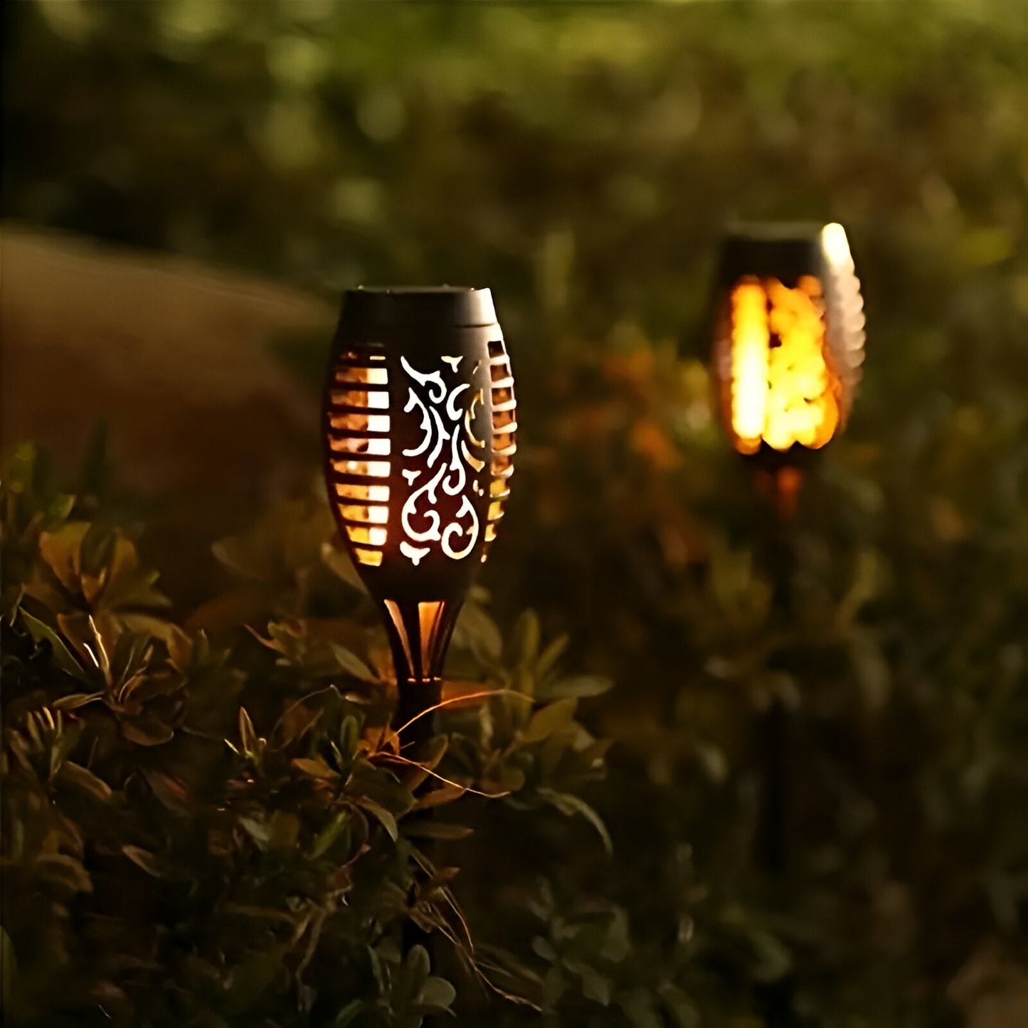 Solar-Powered Outdoor Flame Garden Light
