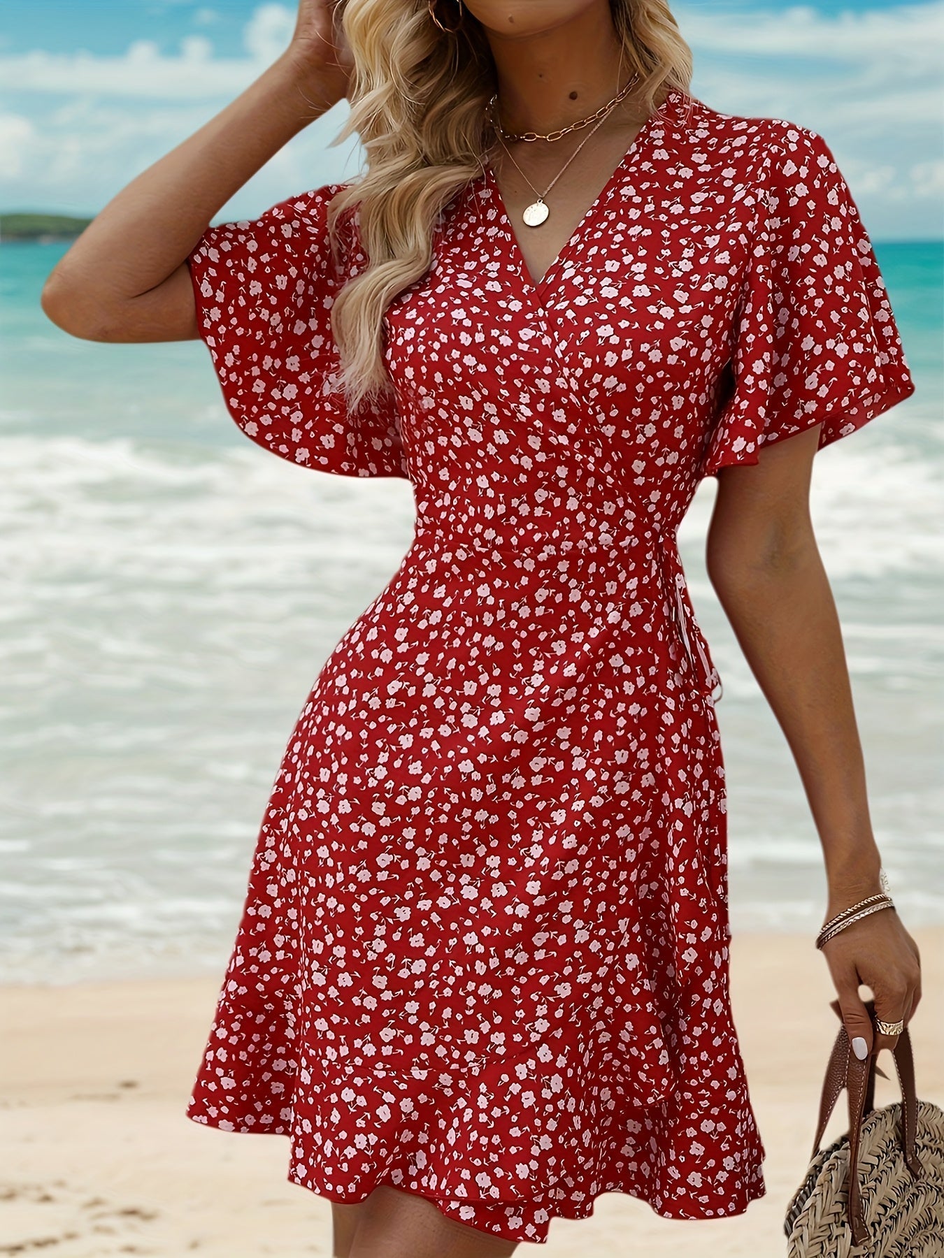 Floral Wrap Summer Dress for Women