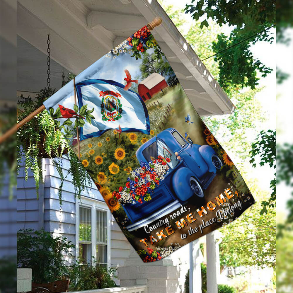 Double-Sided West Virginia Country Roads Canvas Flag